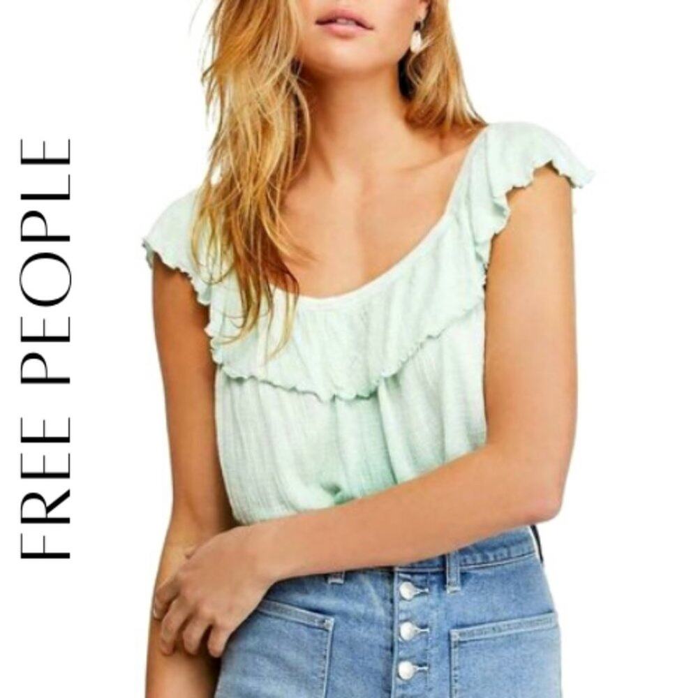 Free People Cora Lee Ombre Off Shoulder Top Green NWT S